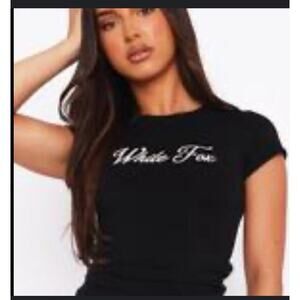 White Fox Black Crop Top Size‎ M